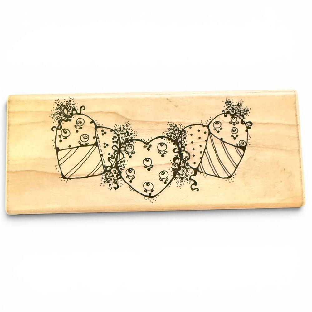 DOTS String Of Hearts P134 Rubber Stamp EUC